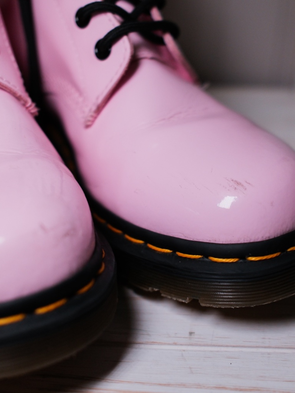Dr Martens Pink Boots Women's 10 US Combat Patent Leather Lace-Up - Picture 6 of 7